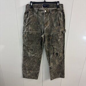 Abercrombie Fitch Pants Mens 32x30 Camo Carpenter Baggy Double Knee Distressed